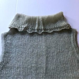 Super Soft Ice Blue Sleeveless Sweater turtleneck delicate weave scalloped edge